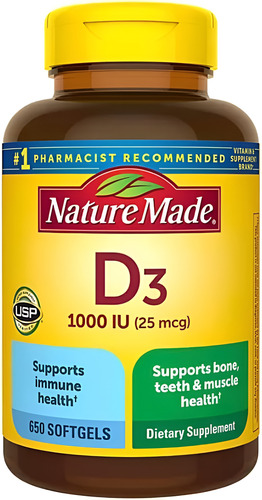 Vitamina D3 1000 Ui Nature Made 650 Cápsulas Gelatinosas - Imagem 4