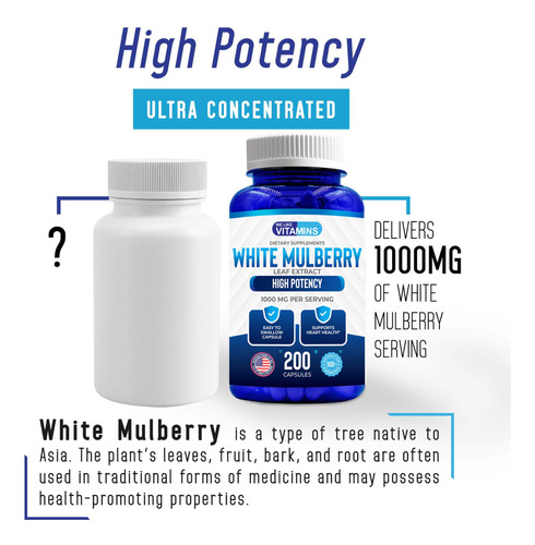 Suplemento We Like Vitamins White Mulberry 1000mg 200 Capsul - Imagem 5