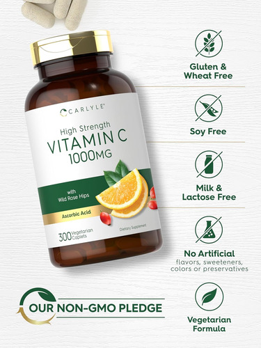 Carlyle Vitamina C 1000mg 300 Comprimidos Vegetarianos - Imagem 11