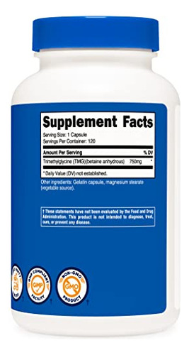 Suplemento Nutricost Tmg 750 Mg 120 Cápsulas - Imagem 4