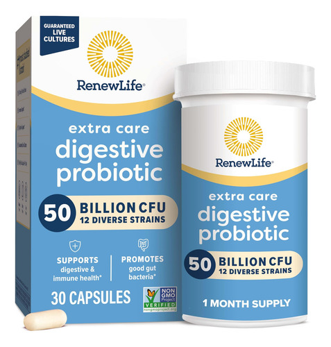 Cápsulas Probióticas Digestivas Renew Life Extra Care, 50 Bi