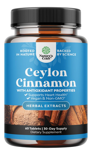 Suplemento Natures Craft Organic Ceylon Canela 1000mg