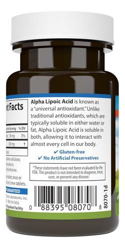 Carlson - Ácido Alfa Lipóico, 300 Mg, Produção De Energia, A - Imagem 3