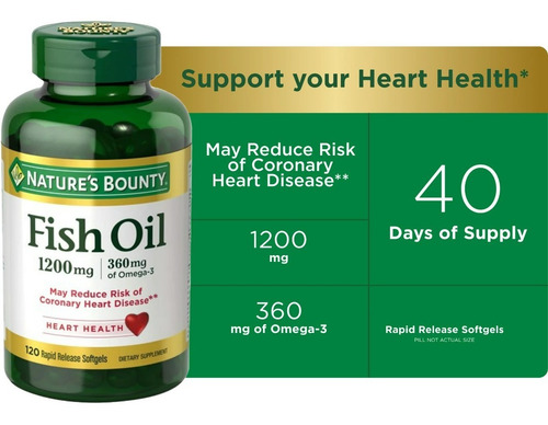 Óleo De Peixe Nature Bounty Omega 1200 Mg 120 Cápsulas Impor - Imagem 2