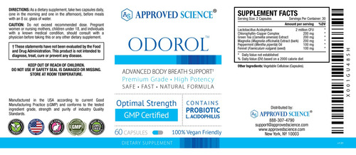 Suplemento Aprovado Pela Science Odorol 60 Cápsulas Para Mau - Imagem 5