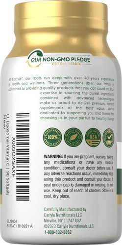 Suplemento Carlyle Lipossomal Vitamina C 2200 Mg 90 Cápsulas - Imagem 3