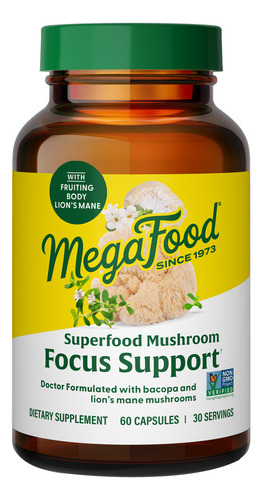 Superfood Mushroom Focus Support 60 Cápsulas Da Megafood