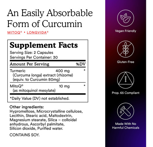 Suplemento Mitoq+curcumina 60 Cápsulas Com Antioxidante Coq1 - Imagem 5