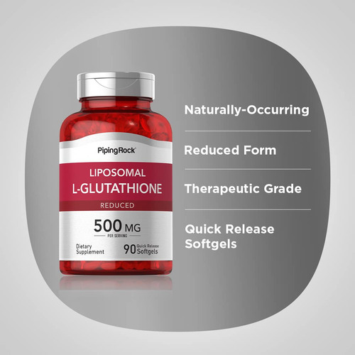 Suplemento De Glutationa Lipossomal Piping Rock 500 Mg 90 Cá - Imagem 4