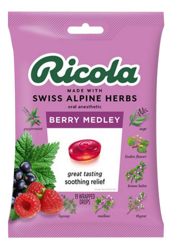 Comprimidos Para Tosse Berry Medley, 19 Unidades, Da Ricola