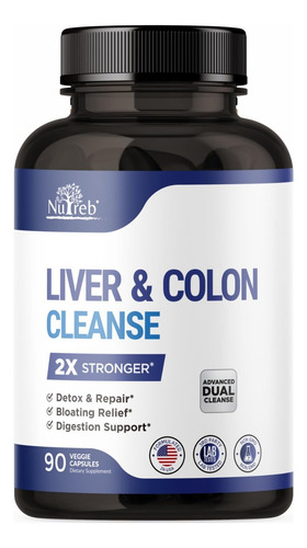 Suplemento Nutreb Liver Detox & Colon Cleanse 90 Cápsulas