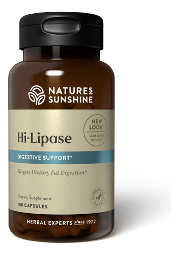 Suplemento Dietético Natures Sunshine Hi Lipase, 100 Cápsu
