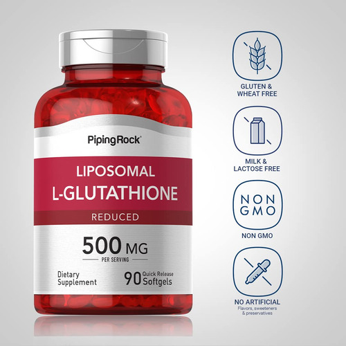 Suplemento De Glutationa Lipossomal Piping Rock 500 Mg 90 Cá - Imagem 3
