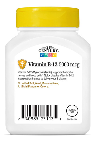 Suplemento 21st Century B-12 5000mcg 110 Comprimidos De Cere - Imagem 7