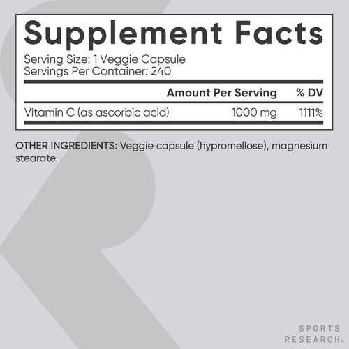 Suplemento De Vitamina C Sports Research 1000 Mg 240 Cápsula - Imagem 6