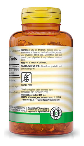 Mason Natural Vitamina D3, 2.000 Ui, Cápsulas Gelatinosas, 1 - Imagem 3