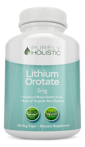 Purely Holistic Orotato De Lítio 5mg, 180 Unidades De Lít...