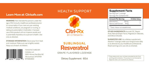Suplemento Citrirx Resveratrol Sublingual Lozenge 60 Unidade - Imagem 2