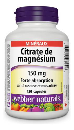 Suplemento Webber Naturals Citrato De Magnésio 150 Mg 120 Cá - Imagem 2