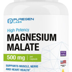 Suplemento Puregen Labs Malato De Magnésio 500 Mg 180 Cápsul