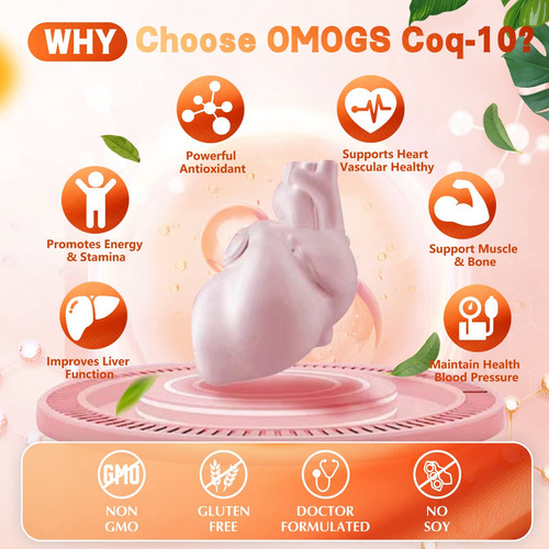 Suplementos Omogs Coq10 400mg Softgels Para Saúde Cardíaca D - Imagem 5