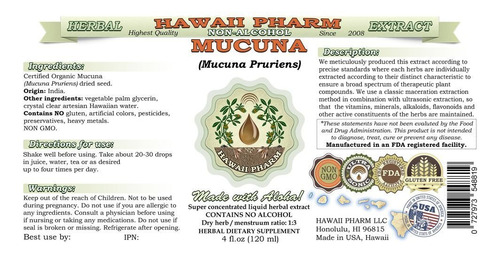 Suplemento De Ervas Hawaii Pharm Mucuna Pruriens 60ml - Imagem 2