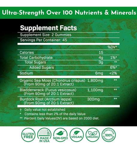 Suplemento Wellness Labarx Sea Moss Gummies 3200 Mg 90 Unida - Imagem 2