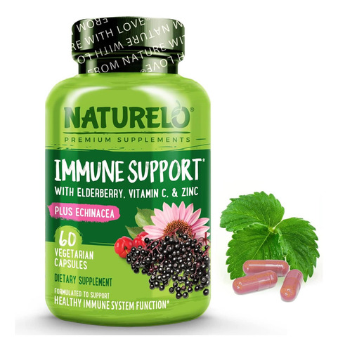 Naturelo Immune Support - Vitamina C, Sabugueiro, Zinco, Ech