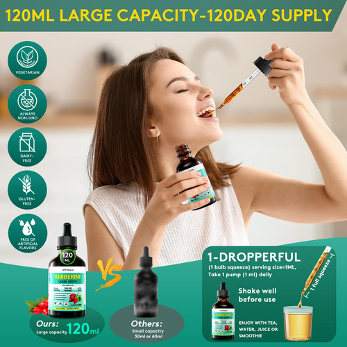 Suplemento Lpetwalk Berberine Liquid Drops 120ml Orgânico - Imagem 6