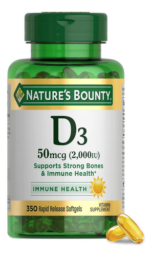 Nature's Bounty Vitamina D3 2000 Ui 350 Cápsulas Em Gel - Imagem 6