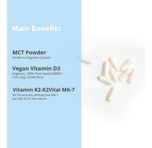 Suplemento Magneutics Vitamina D3 K2 W/mct 5000iu D3 30 Cáps - Imagem 3