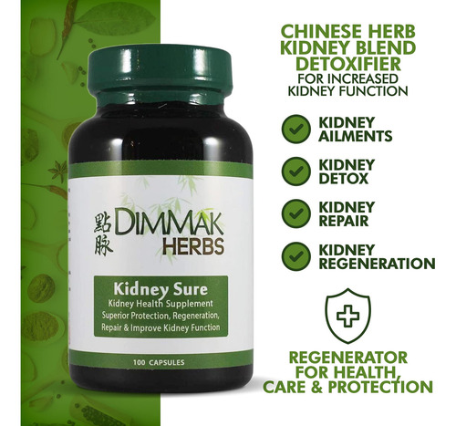 Suplemento De Saúde Dimmak Herbs Kidney Sure 100 Cápsulas 40 - Imagem 4