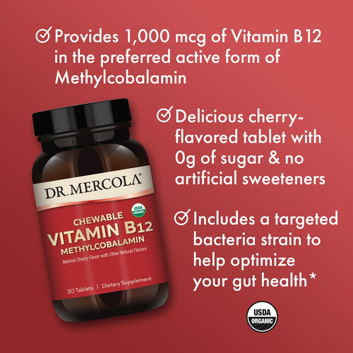 Suplemento Dr. Mercola De Vitamina B12 Mastigável 30 Comprim - Imagem 5