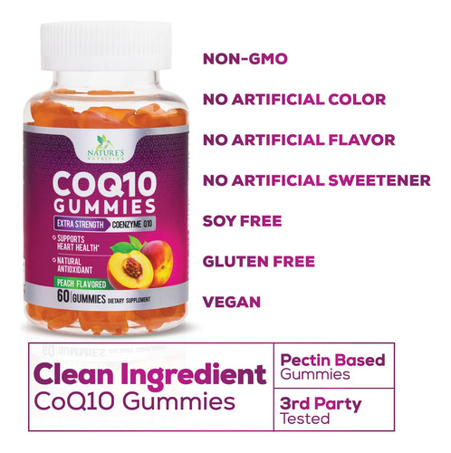 Suplemento Nature"s Nutrition Coq10, 100 Mg, Gomas, 60 Unida - Imagem 3