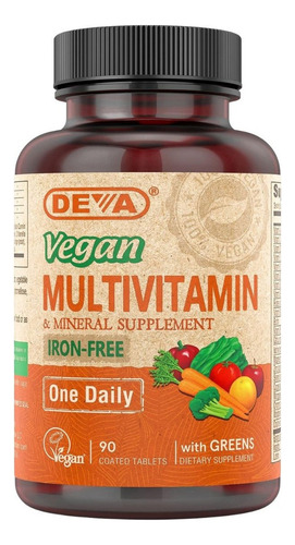 Suplemento Multivitamínico E Mineral Vegano Sem Ferro 90 Com