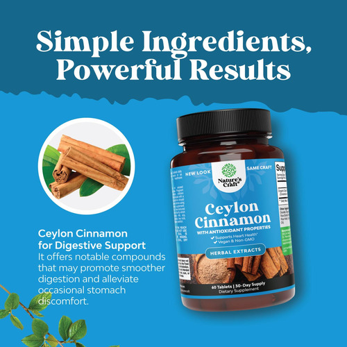 Suplemento Natures Craft Organic Ceylon Canela 1000mg - Imagem 4