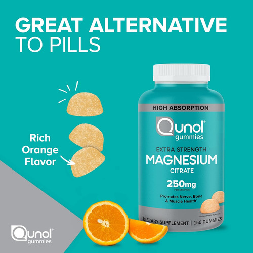 Magnésio De Citrato 250 Mg Extra Forte Qunol 150 Gomas - Imagem 9