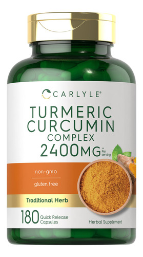 Suplemento Carlyle Curmeric Curcumin 2400mg 180 Cápsulas