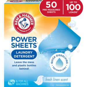 Detergente Para Roupa Arm & Hammer Power Sheets 100 Cargas
