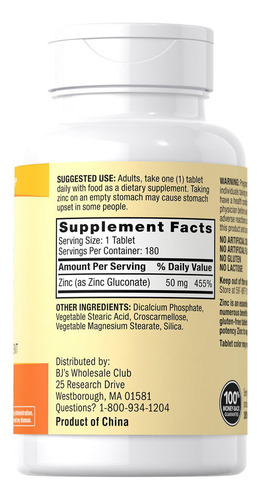 Suplemento Zinco 50 Mg Berkley Jensen 180 Comprimidos - Imagem 5