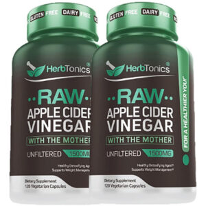 Cápsulas De Vinagre De Cidra Cru Herbtonics, Suporte De Des