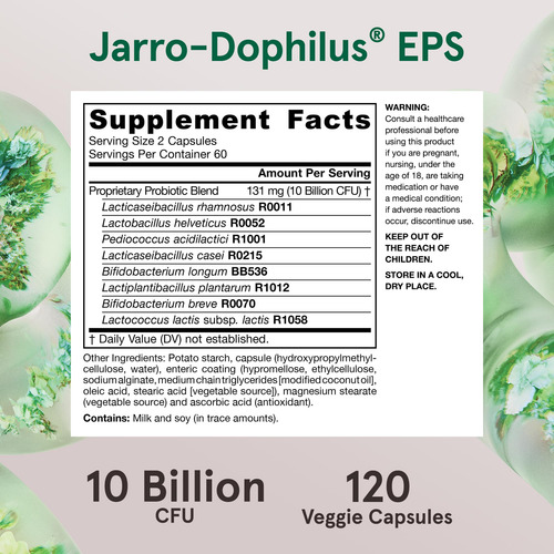 Fórmulas Probióticas Jarrow Jarro-dophilus Eps 5b 120 Cápsul - Imagem 6