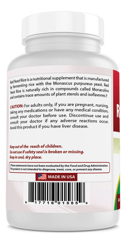 Suplemento Best Naturals Red Yeast Arroz 1200 Mg 120 Comprim - Imagem 5