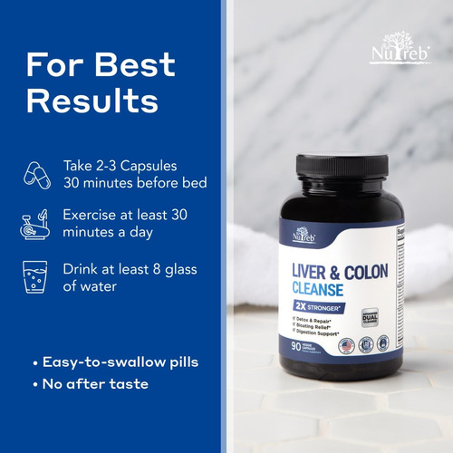 Suplemento Nutreb Liver Detox & Colon Cleanse 90 Cápsulas - Imagem 6