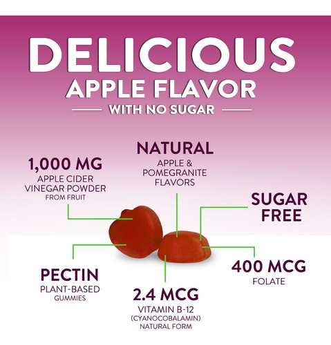 Suplemento Nature"s Nutrition Vinagre De Maçã Gummy 1000mg - Imagem 3