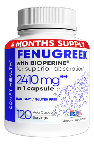 Suplemento Comfy Health: Cápsulas De Feno-grego, 2410 Mg, 12