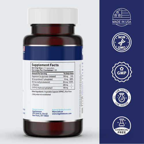 Suplemento Ageimmune 5-htp Formula Stress Relief 60 Cápsulas - Imagem 2