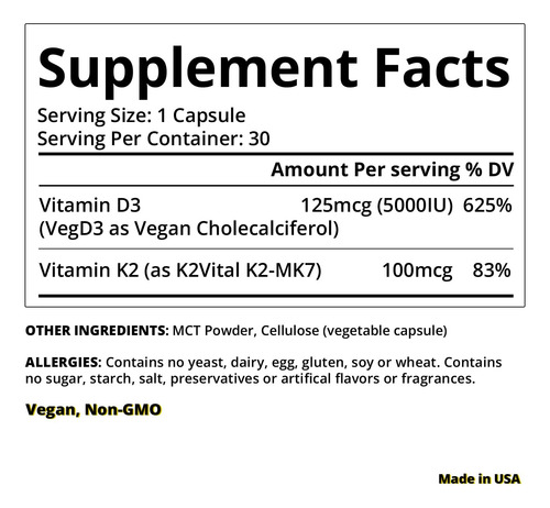 Suplemento Magneutics Vitamina D3 K2 W/mct 5000iu D3 30 Cáps - Imagem 2