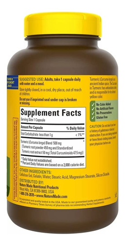 Suplemento De Curcumina De Cúrcuma Feita Na Natureza 500 Mg - Imagem 2