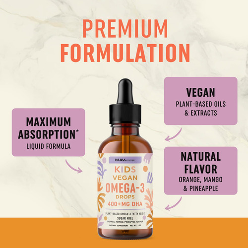 Suplemento Mav Nutrition Vegan Omega 3 Liquid Drops Kids - Imagem 4